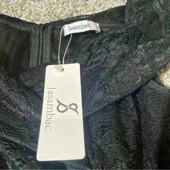 JASAMBAC Women's Off Shoulder Cocktail Dress Black Lace- M - Picture 4 of 6